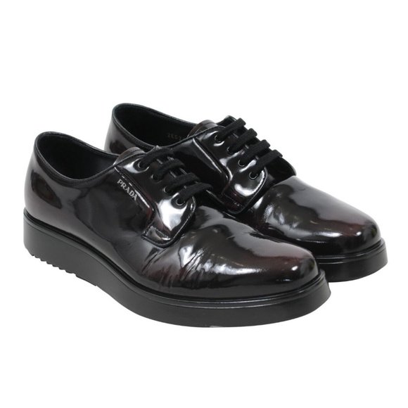 Prada Men Derby US7 UK6 Burgundy Leather Chunky Platform Rubber Sole Casual Shoe - Picture 1 of 9